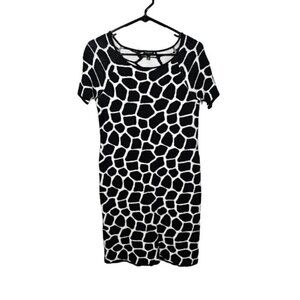 TALBOTS Dress size S p BLACK & WHITE Giraffe Animal Print Chic Cute Maximalist